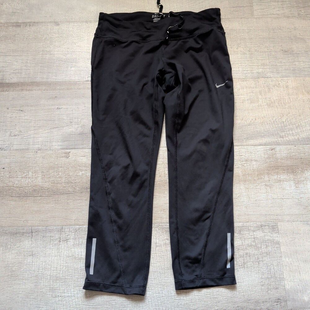 Nike Dri Fit Capri Leggings Womens Size m Black Athletic